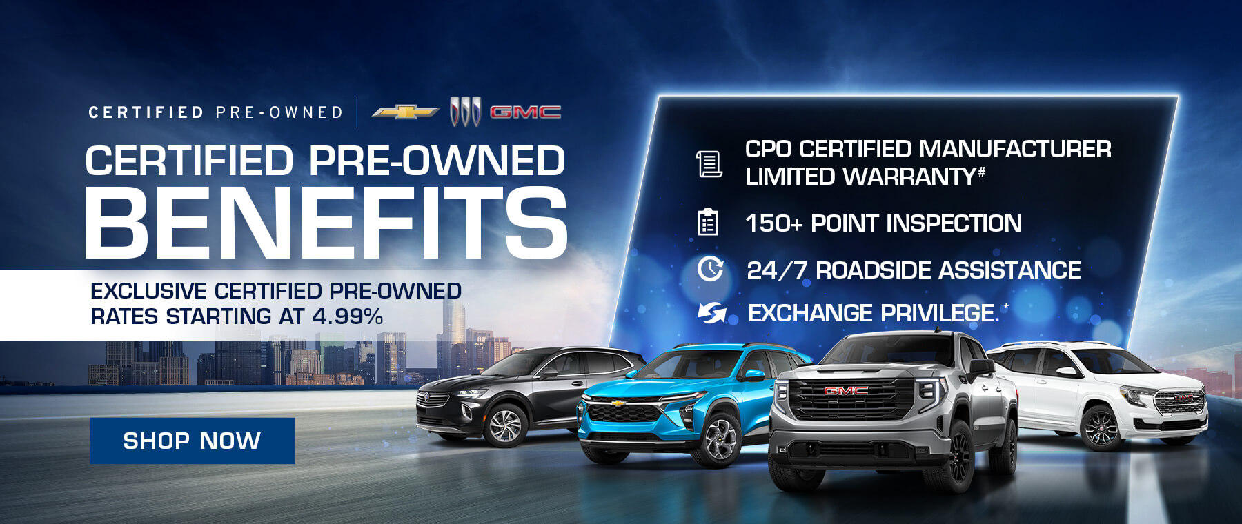Certified pre-owned vehicles offer benefits like warranty, inspection, and roadside assistance.