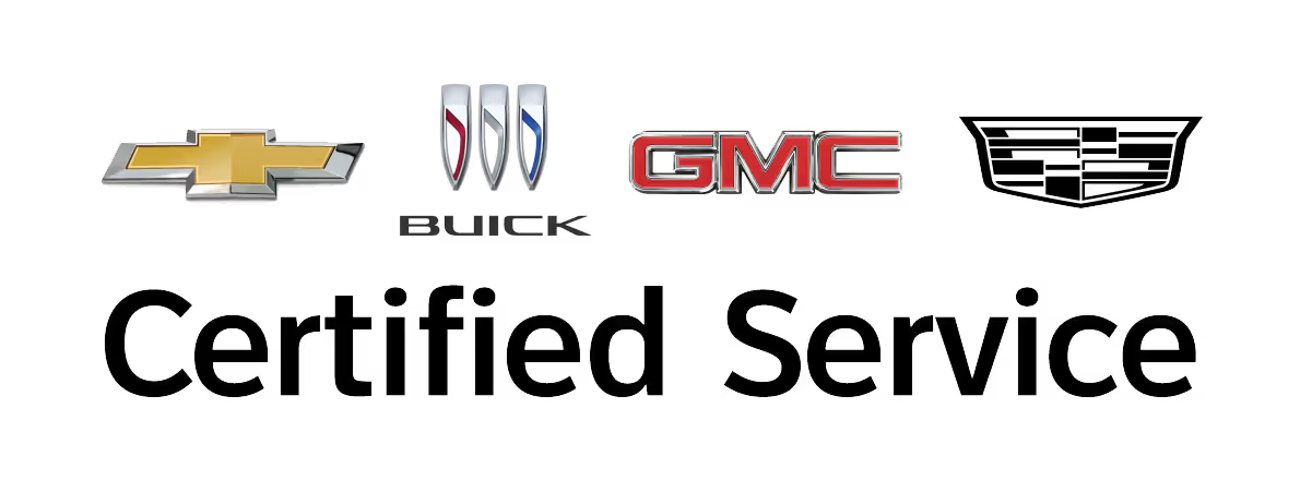 Logos of Chevrolet, Buick, GMC, and Cadillac above the text Certified Service.