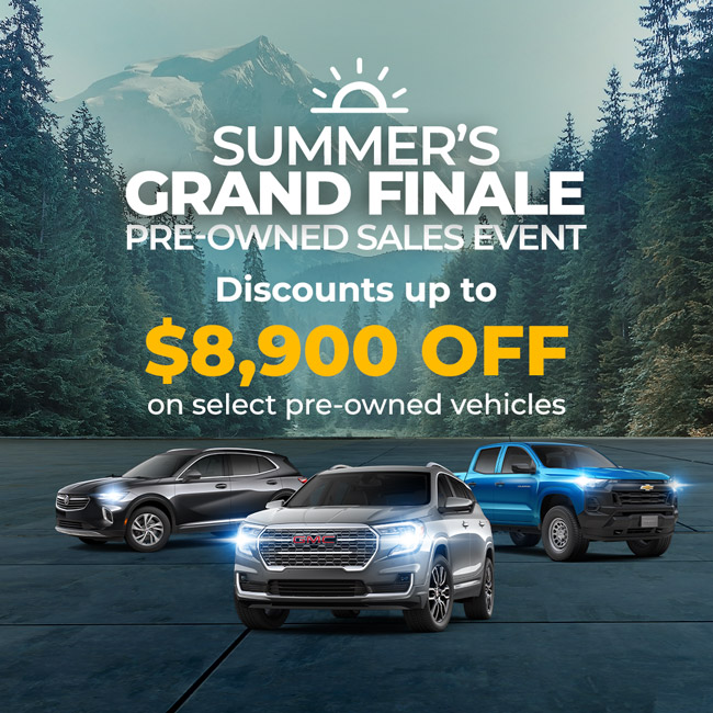 Summer's Grand Finale pre-owned sales event, offering up to $8,900 off on select vehicles.